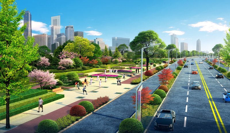 1498720175914767.jpg 岷東新區(qū)富牛大道及中部組團道路景觀80萬平方米景觀面積Mindong New Area Funiu Avenue& Road Landscape.jpg